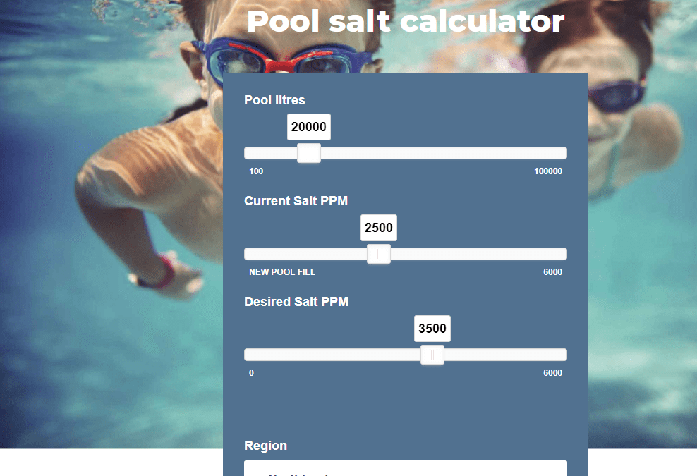 Swimming Pool Salt Chart